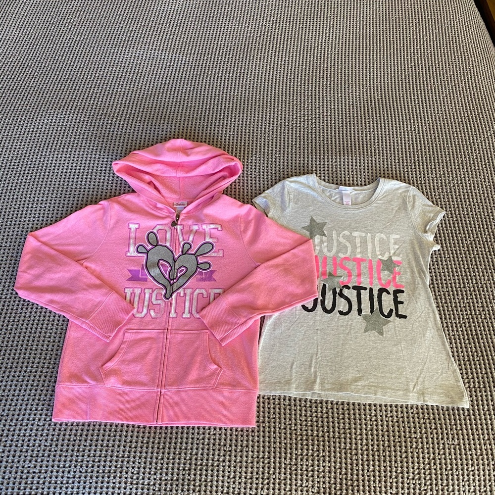 Justice Girls lot - zip jacket + t-shirt glitter